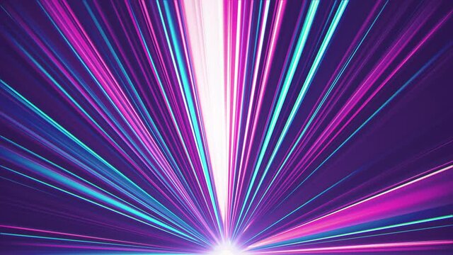 VJ Colorful Blue and Purple Light Beams. Glowing and flickering laser rays from bottom to top. Looped video.