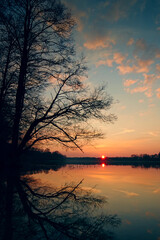 sunset over the lake