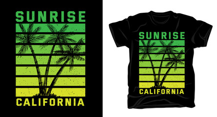 Sunrise california summer typography design t-shirt