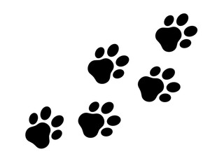 Footpath of do, cat paw. Domestic animal footprint design. Vector stock illustration for banner and poster. T-shirt isolated sticker