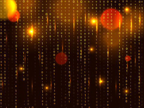 Matrix black and burning gold background. Vector stock illustration for banner, card or poster