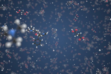 Doxylamine succinate molecule made with balls, conceptual molecular model. Chemical 3d rendering