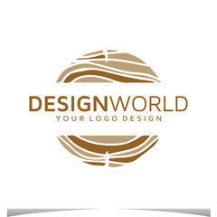 hand made wood furniture vector logo design template.