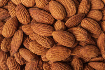 Peeled Almond Nuts, close-up. Background from almonds.