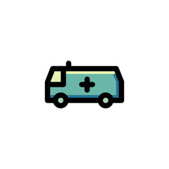 Ambulance Medical Outline Icon Logo Vector Illustration.