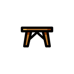 Table Interior Outline Icon Logo Vector Illustration.