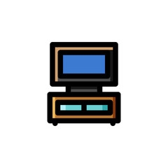 TV Table Interior Outline Icon Logo Vector Illustration.