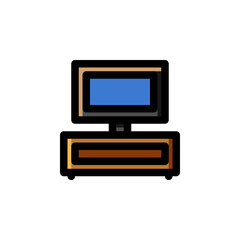 TV Table Interior Outline Icon Logo Vector Illustration.