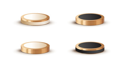 3d black white gold luxury podium collection set for Abstract round display product on website premium vector