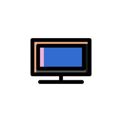 Television Technology Outline Icon Logo Vector Illustration.