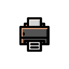 Printer Technology Outline Icon Logo Vector Illustration.