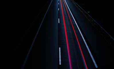 Fototapeta na wymiar Traffic road on the highway at nightime for lightpainting