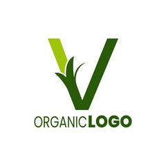 alphabet capital logo. Creative design concept green color with organic plant