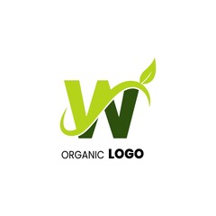 alphabet capital logo. Creative design concept green color with organic plant
