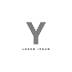 alphabet logo template with stripes lines black and white