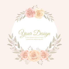 Elegant floral frame with blooming roses design