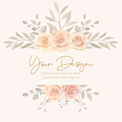 Elegant floral frame with blooming roses design