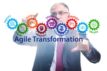 Fototapeta na wymiar Businessman in agile transformation concept