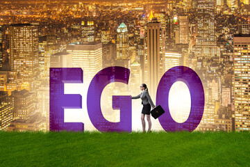 Concept of ego with businesswoman