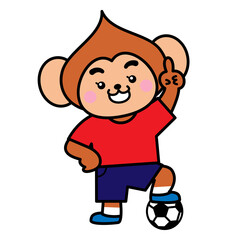 サル　男子　男の子　かわいい　サッカー　イラスト素材