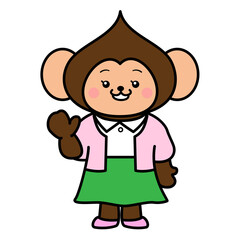 サル　ママ　お母さん　かわいい　ベクター　イラスト素材