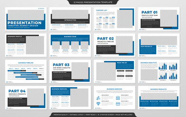 set of business presentation template design with minimalist concept and modern layout use for annual report and business profile	