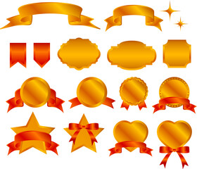 リボン_メダル_ゴールド_赤