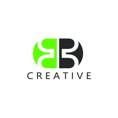 abstract two B letter logos in green and black color box