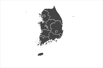 South Korea Map black Color on White Backgound	 - obrazy, fototapety, plakaty