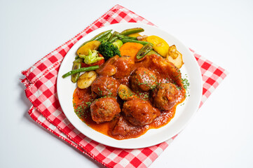 delicious meat balls with vegetables