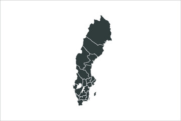Sweden Map black Color on White Backgound	