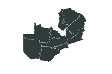 Zambia Map black Color on White Backgound	