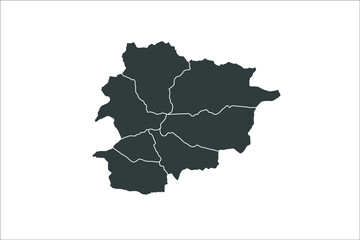 Andorra Map black Color on White Backgound	