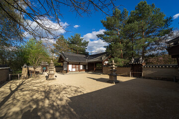 The courtyard of the Korean garden.