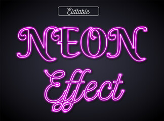 Neon light text effect, editable retro and glowing text style