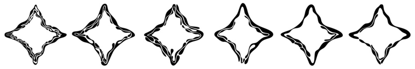 A set of six frames in the form of geometric shapes. The star is four-pointed. A frame for various purposes.