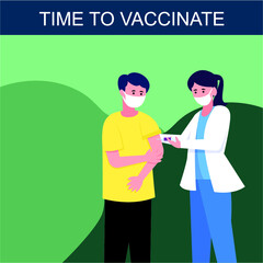 Time to Vaccinate. Corona Virus, Covid-19 vaccination awareness concept.	
