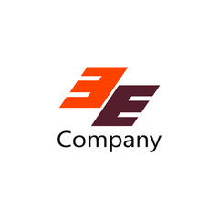 two logo letters E italic shape orange and brown