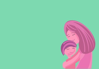 illustration celebration mothers day, woman, children, card