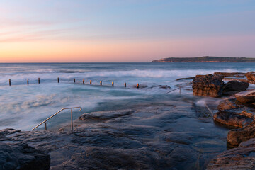 Beautiful sunrise view on Maroubra coastline, Sydney, Australia.