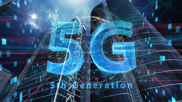 5G Smart City Network Technology 5th Generation mobile communication concept Background.