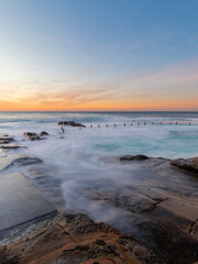 Sunrise view of rock pool, Maroubra, Australia.