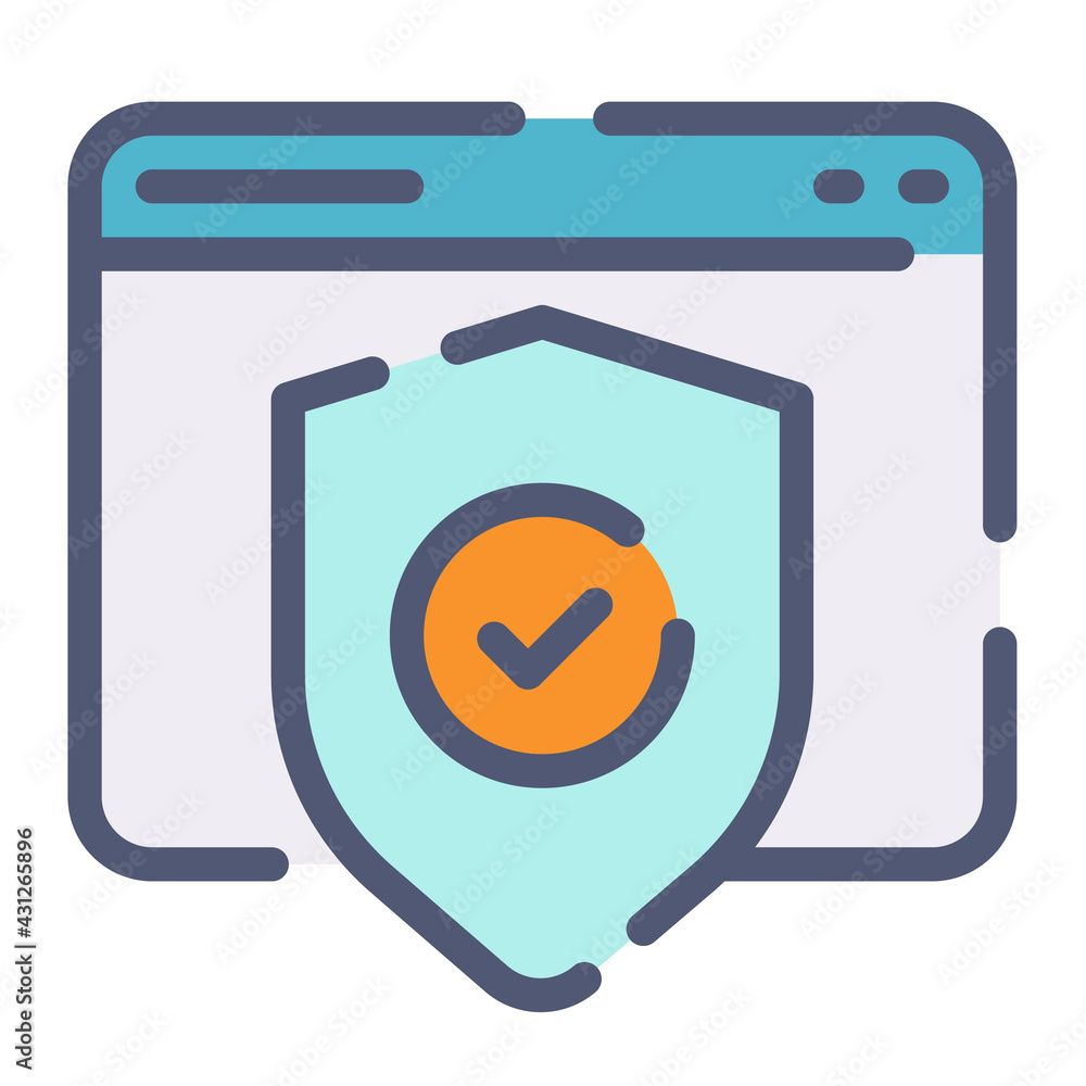 Poster security vpn safe protection single isolated icon with flat dash or dashed style