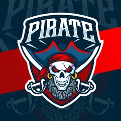 skull pirate mascot esport symbol logo design