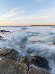 Ocean pool overflow at high tide condition.