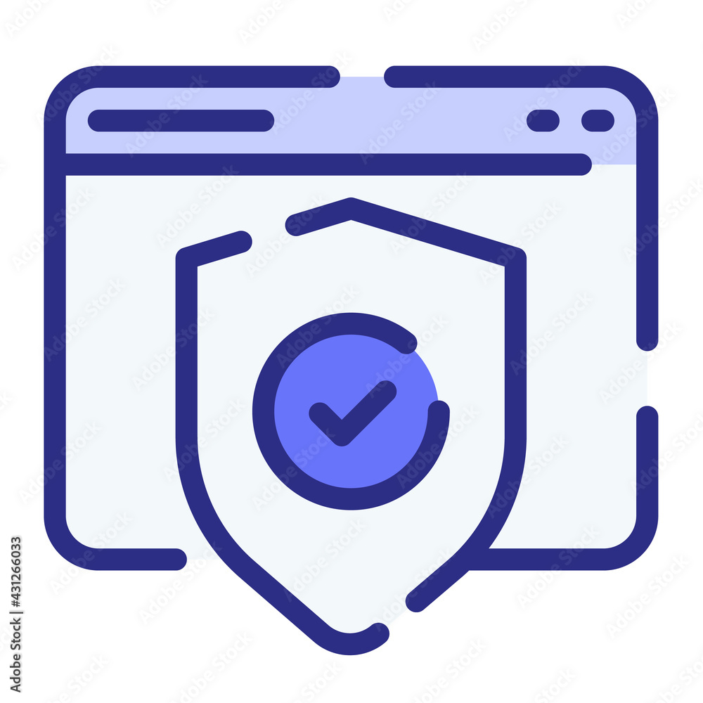 Poster security vpn safe protection single isolated icon with dash or dashed line style