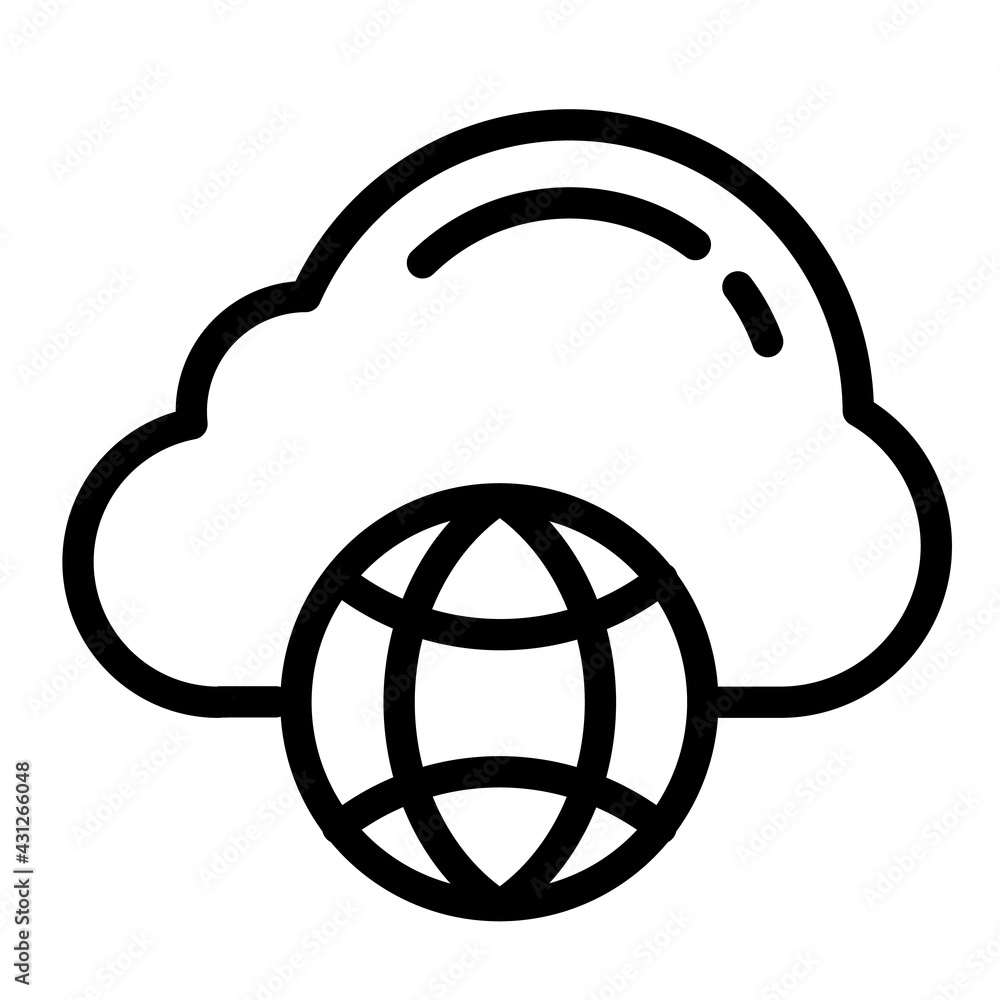 Poster cloud connection internet technology single isolated icon with outline style