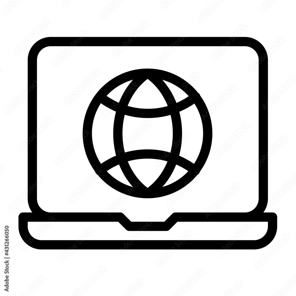 Poster browsing laptop internet web single isolated icon with outline style