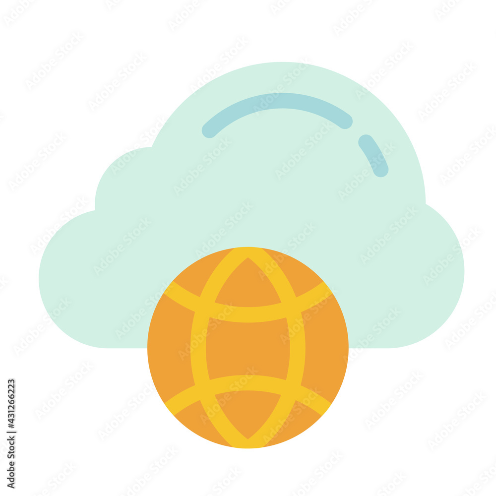 Poster cloud connection internet technology single isolated icon with flat style