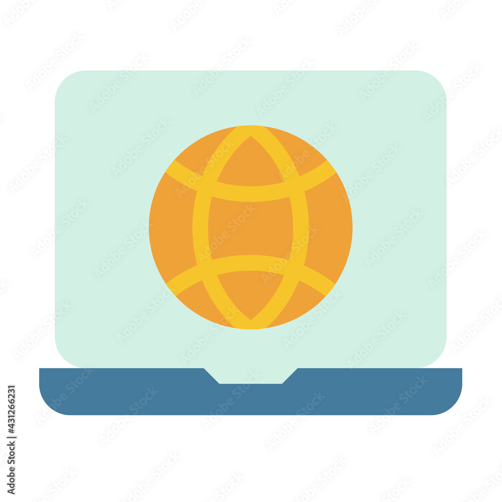 Aufkleber browsing laptop internet web single isolated icon with flat style